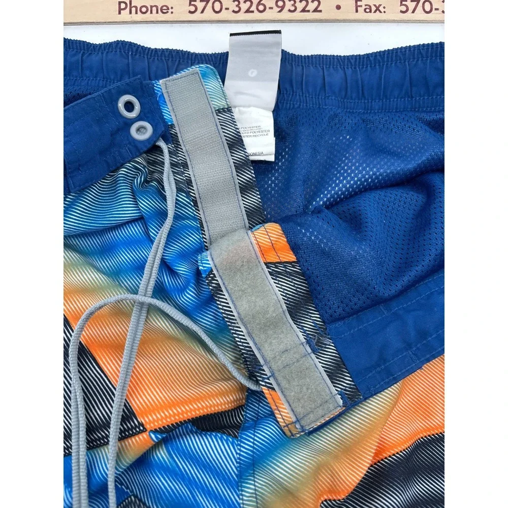 Nike Swim Board Shorts Mens Multicolor Geometric Drawstring Surfing Beach L